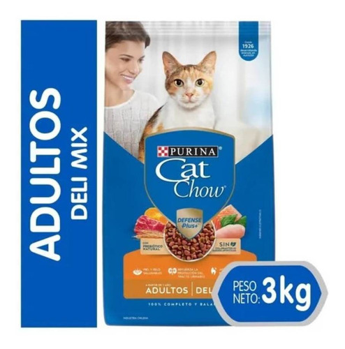 Alimento Cat Chow Defense Plus  Cat Chow Delimix Defense Plus s para gato adulto todos los tamaños sabor mix en bolsa de 3kg