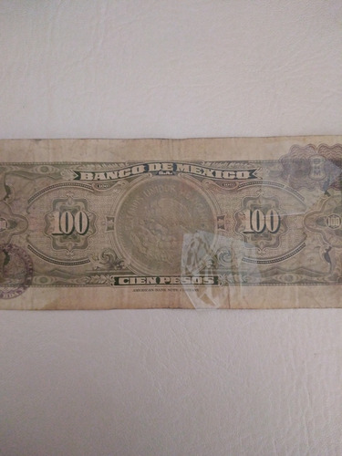 Billete Antiguo De 100 Pesos Mexicanos 1972 Serie 6001785