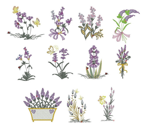 Diseño Matrices Bordar Maquinas Bordadora Flores Lavanda