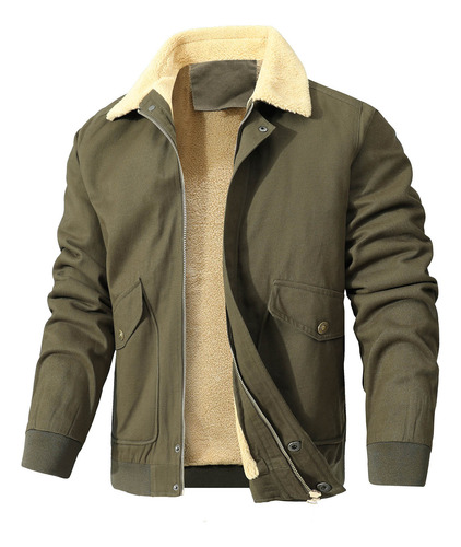 Chaqueta De Hombre De Color Puro Con Cuello Vuelto Y Cremall