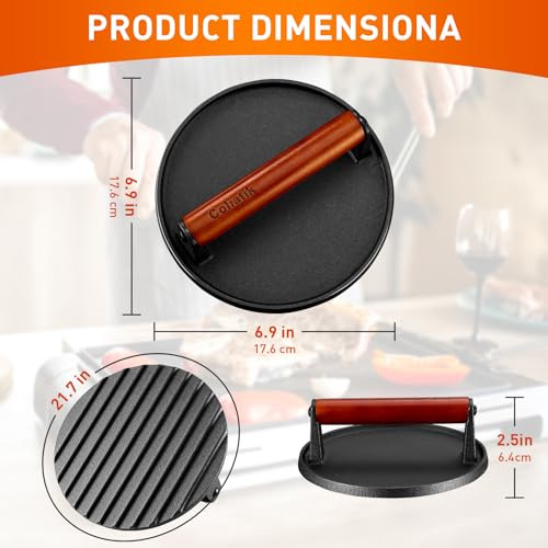 Kit De Aplastamiento Burger Press 7.08 Round Heavy De Hierro