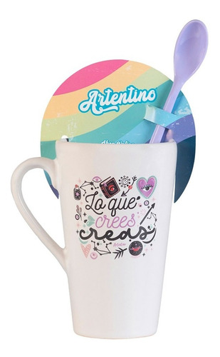 6 Jarro Taza Alta Cerámica Café Té Cuchara Regalo Original