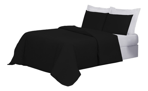 Capa De Edredom Casal King Duvet Zíper 400 Fios Luxo Cor Preto