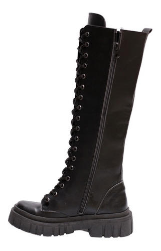 Bucanera Borcegos De Mujer Botas Larga Cordones Sol Negros