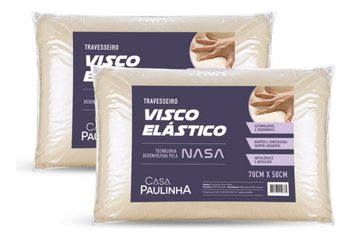 Kit 2 Travesseiros Viscoelástico Nasa 70x50 Ortopédico