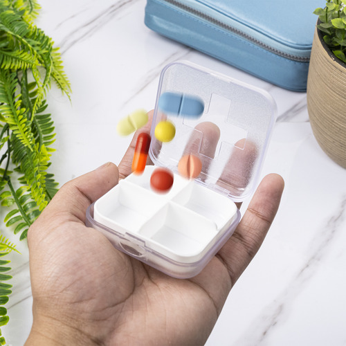 Porta Remédios Comprimidos Medicamento Portátil Para Viagem Cor Vermelho