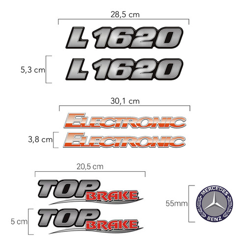 Kit Emblemas Mercedes Eletrônico L 1620 Electronic Top Brake