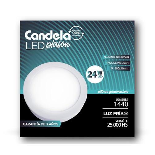 Imagen 7 de 7 de Plafon Panel Led 24w Aplicar Con Base Luz Fría