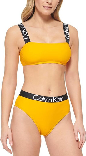 Traje De Baño Calvin Klein Amarillo Cintura Alta
