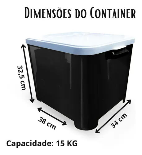 Contenedor de pienso plano grande de 15 kg con tapa de sellado
