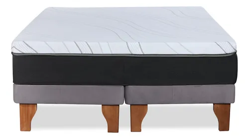 Cama Europea Zen Top Foam Hybrid Tela Velvet 2 Plazas