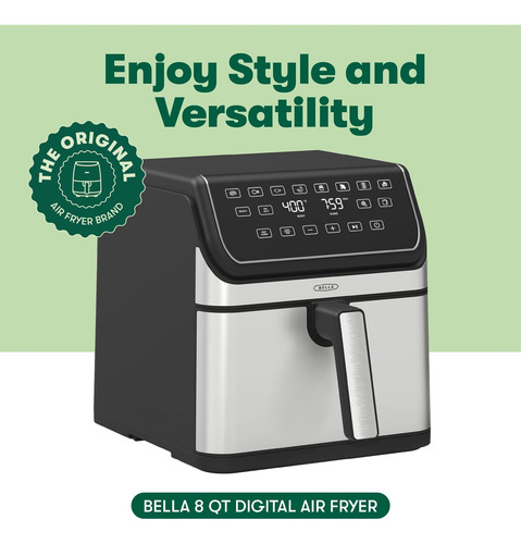 Freidora De Aire Digital Bella 8 Qt Con Tecnología Turbocris
