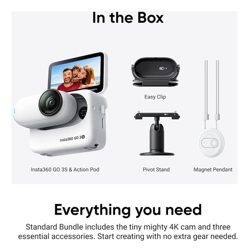 Cámara De Vlogging Insta360 Go 3s 128 Gb 4k Portátil Blanco