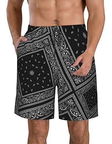 Hpoplace Hombres Swim Trunks Bandanas Negras Quick Xw4sn