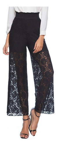 Pantalones Anchos De Encaje A La Moda Para Mujer De Talla Gr