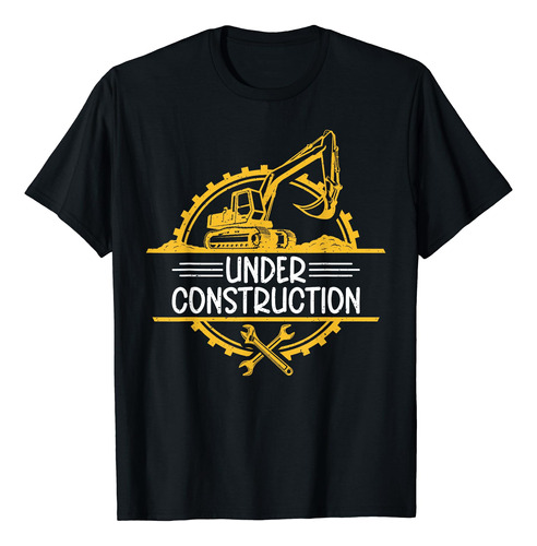 Camiseta Under Construction Excavator, Negro -