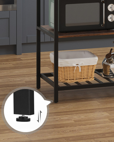 Vasagle KKI01BX isla de cocina de 3 niveles de marco de acero color marrón rústico y negro