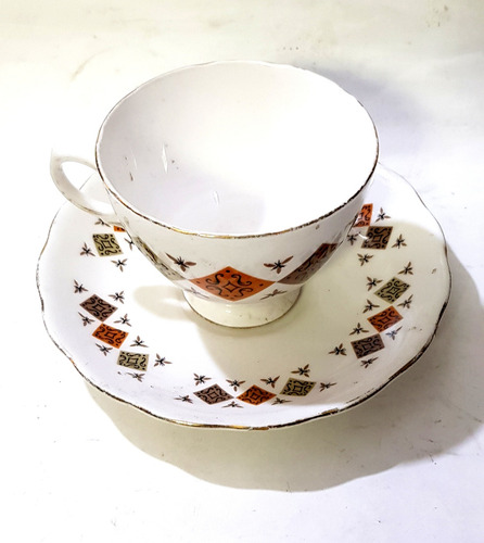 Plato Con Taza Porcelana Retro Inglesa Colclough De 14 Cm.