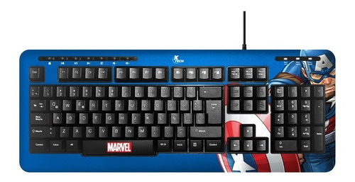 Teclado Xtech Marvel Captain America Multimedia Esp Usb Color del teclado Azul