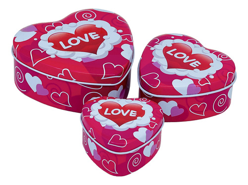 Set Latas De Organización En Forma De Corazón X3 Unidades