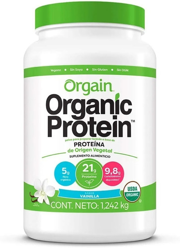 Imagen 1 de 7 de Proteína Orgánica En Polvo Sabor Vainilla Orgain 1.242 Kg