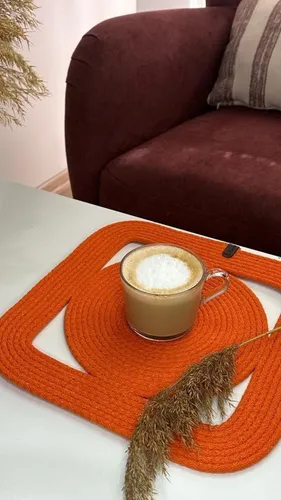 Individuales/ Posa Platos 6 + 6 Porta Servilletas De Regalo Naranja Boho