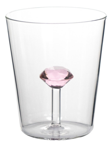 Vaso Elegante De Cristal Con Figura Diamante Rosa