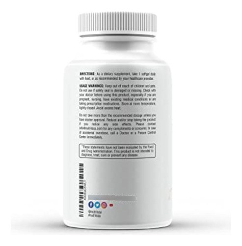 Adk – Suplemento Vitamnico Dosificado De 20,000 Ui De Vitamina D3, Inmunidad Y A Cardiovascular, 120 Cpsulas Blandas, 120 Porciones Por Botella