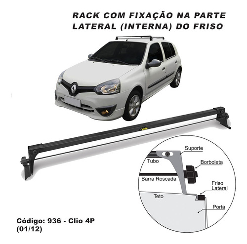 Rack Renault Clio Hatch Sedan 4 Portas 2001 Até 2012