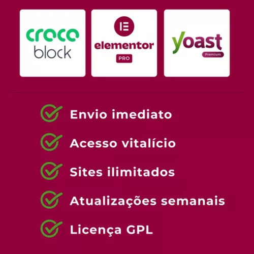 Kit Elementor Pro + Yoast Seo Premium + Crocoblock + Bônus