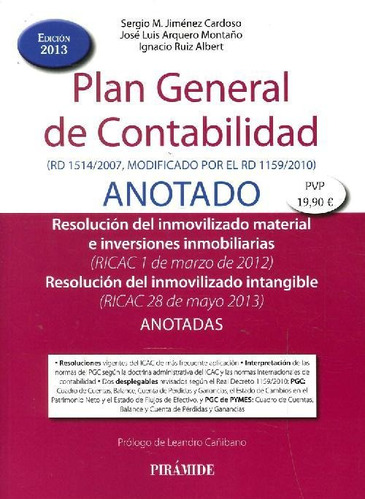 Libro Plan General De Contabilidad De Sergio M Jiménez Cardo