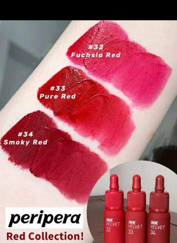 Tinta Coreana Rojo Peripera Ink Velvet Lip 33 Pure Red Kpop #33 Pure Red