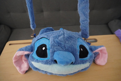 Cartera Morral Bolso Stitch De Peluche Celeste Lisa Celeste