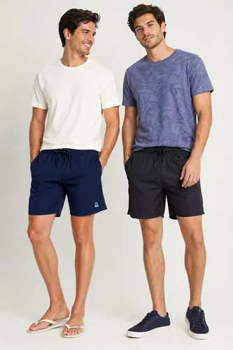 Kit 2 Shorts Vôlei Liso Polo Wear Sortido Azul / Preto Liso P