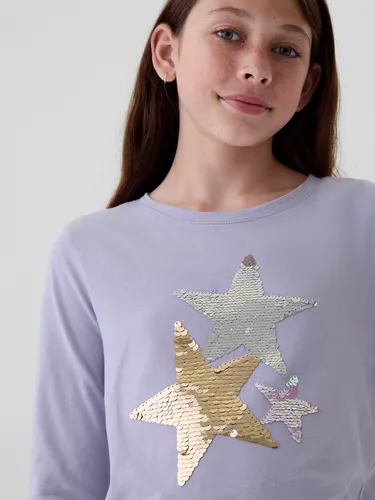 Polera Gap Flippy-sequin Manga Larga Niña Morado