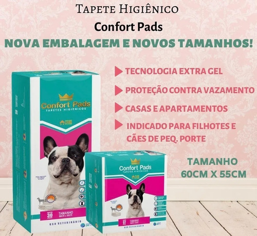 Imagem 2 de 2 de Tapete Higiénico Para Cães Confort Pads 60x55cm 30und