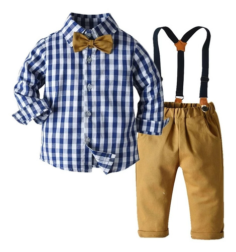 Conjunto De Vestir Para Niño Camisa Pantalón Tirantes Y Moño