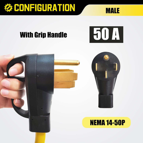 Adaptador Rv 50a A 110v, Nema 14-50p A 3 Tomas Domésticas