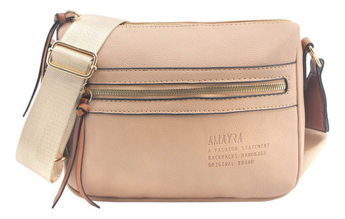 Bandolera Amayra Simil Cuero Amplia Tendencia Color Camel 22783