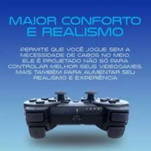 Kit 2 Controle Compativel Ps3 Cabo Carregador + Brinde Extra
