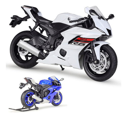 Welly Yamaha Yzf R6 Miniatura Metal Moto Con Soporte 1/1 [u]