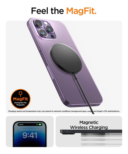 Cargador Para Iphone 7.5w Compatible Magsafe Spigen Arcfield Negro