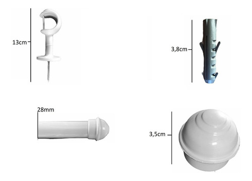 Varão De 2m Cores 28mm Ferro Revestido C Pvc Acrílico Cor Branco