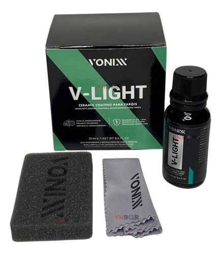 Vitrificador P/ Faróis Proteção Uv Sio2 Vonixx V-light 20ml Cor Branco