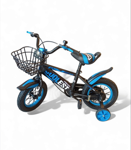 Bicicleta De Niños Azul Rod. 12 - Canasto Y Rueditas