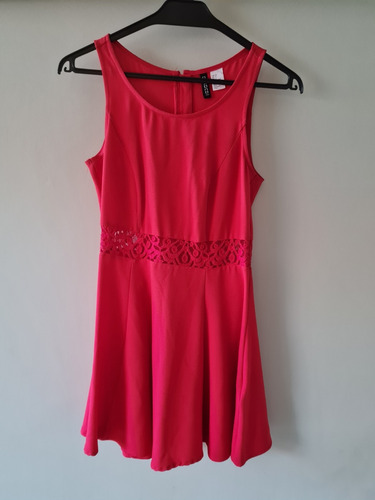 Vestido Fiesta Rojo Encaje Corto H&m Talle Small