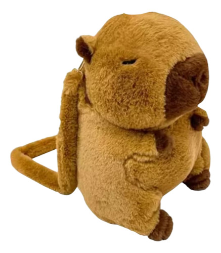 Mochila Peluche Capibara Carpincho 36x24 Cm Es Urbana Marrón Liso