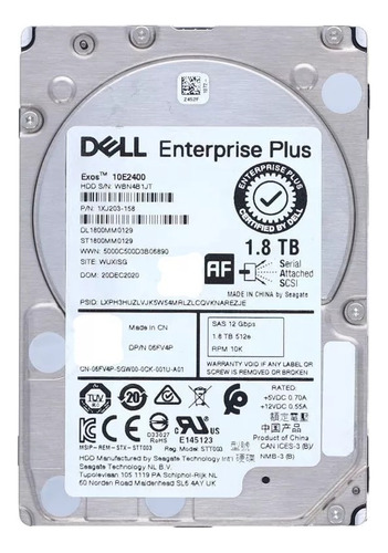 Hd Dell Enterprise Plus 1,8tb Com Gaveta Original Dell Storage  10k 6fv4p Novo Kit 24 Unidades