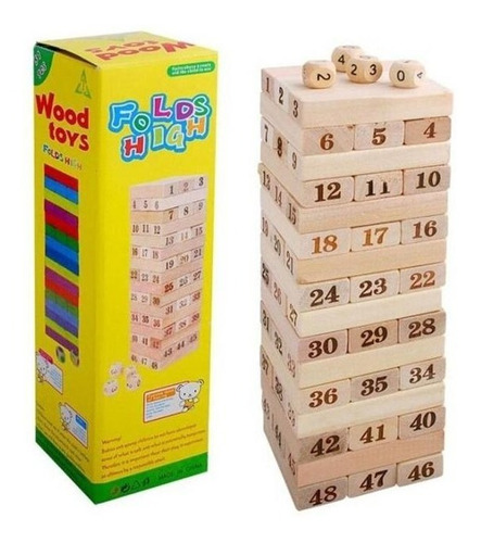 Jenga Madera Encastre Bloques Juego Mesa Ingenio + Dados