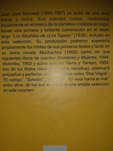 Obras Maestras Del Cuento Uruguayo .juan Jose Morosoli .